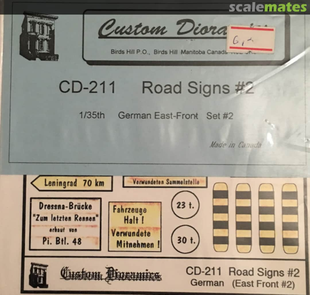 Boxart Road Sign Set#1 CD-209 Custom Dioramics