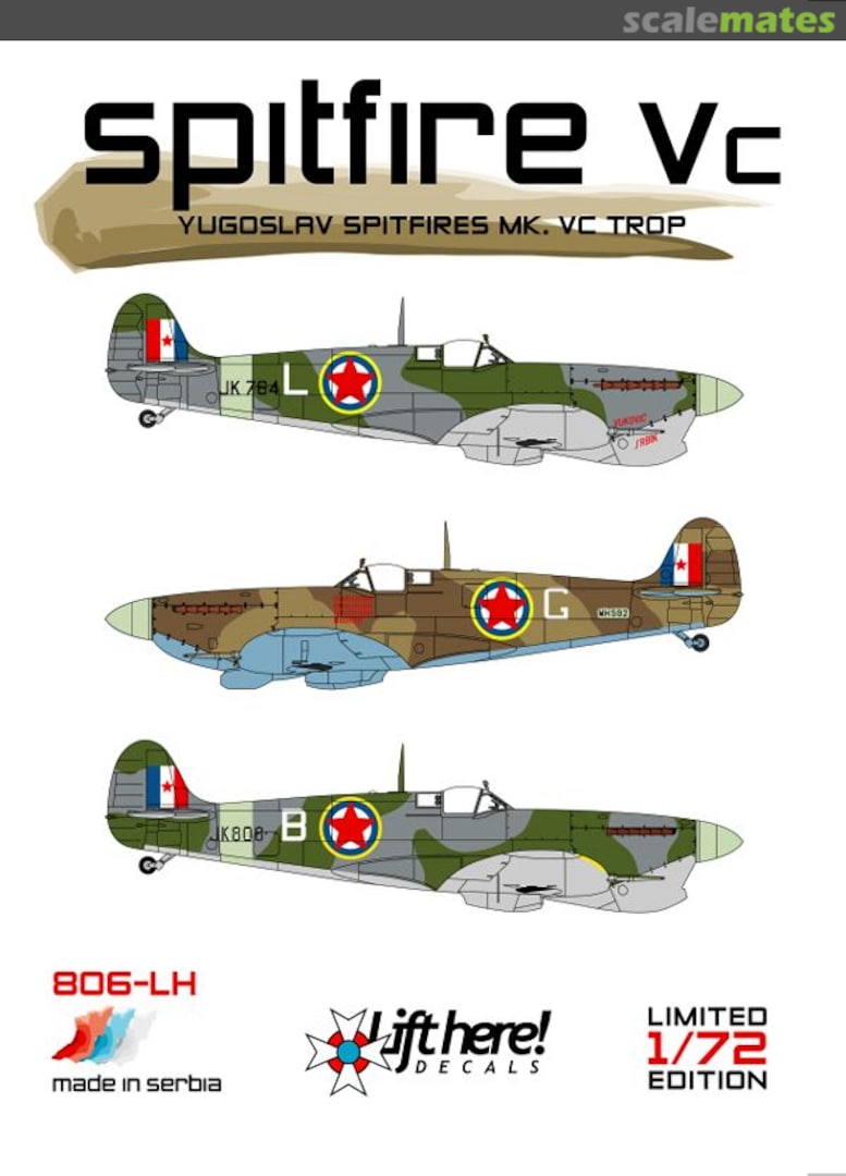 Boxart Spitfire Vc 806-LH Lift Here Decals