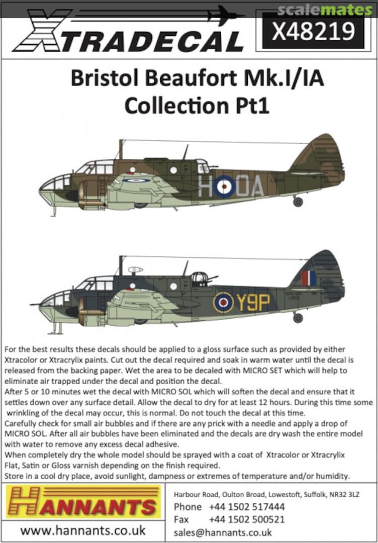 Boxart Bristol Beaufort Mk.I/IA X48219 Xtradecal