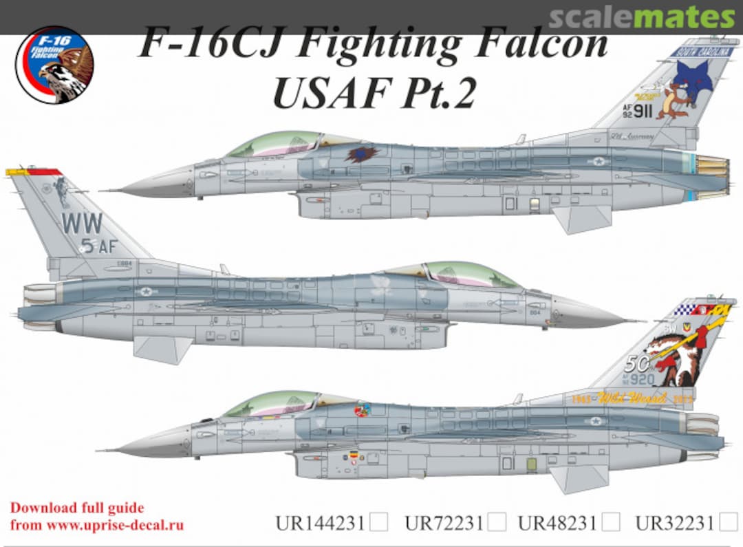 Boxart F-16CJ Fighting Falcon USAF Pt.2 with stencils UR72231 UpRise Decal Serbia