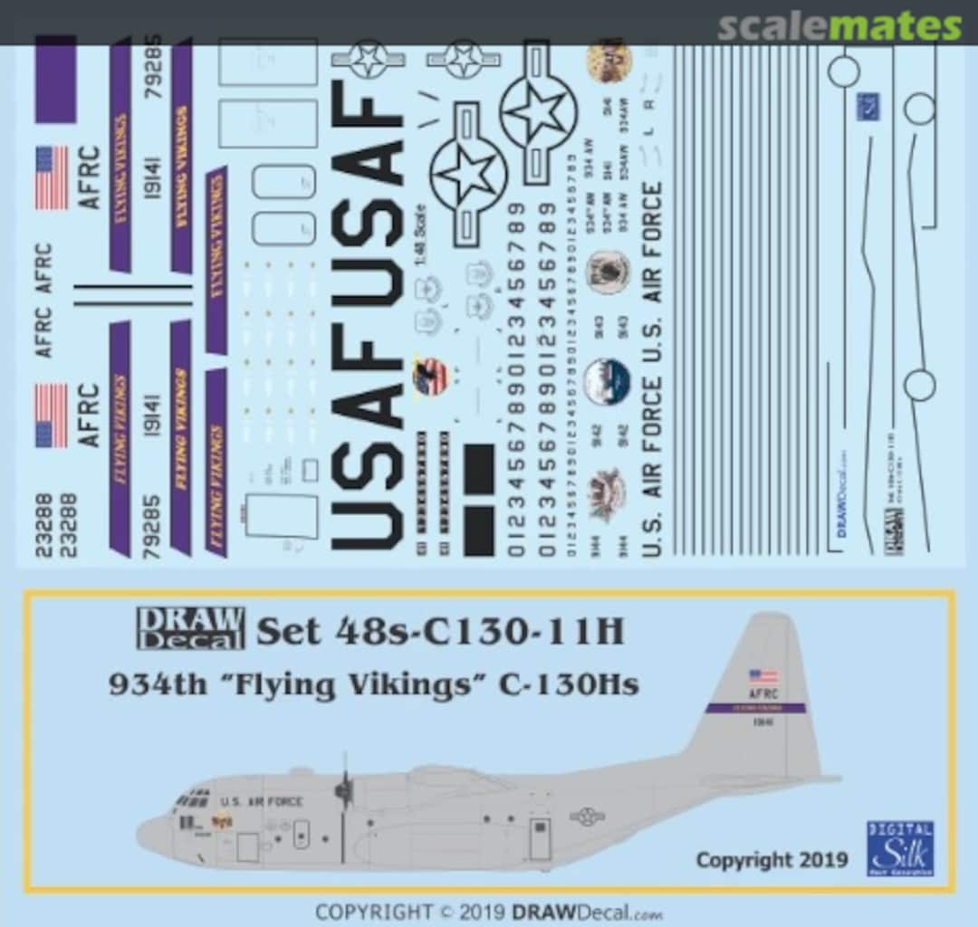 Boxart 934th “Flying Vikings” C-130Hs 48s-C130-11H Draw Decal