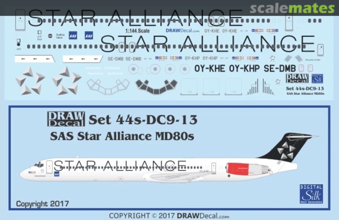 Boxart SAS Star Alliance MD80s 44-DC9-13 Draw Decal