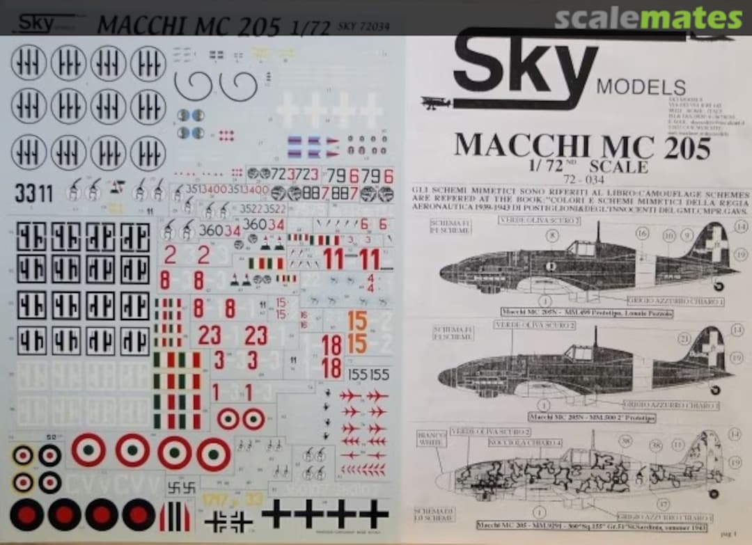 Boxart Macchi MC 205 72-034 Sky Models