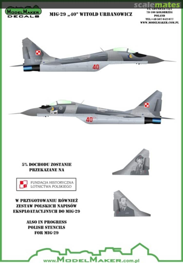 Boxart MiG-29 "40" Witold Urbanowicz D48056 ModelMaker