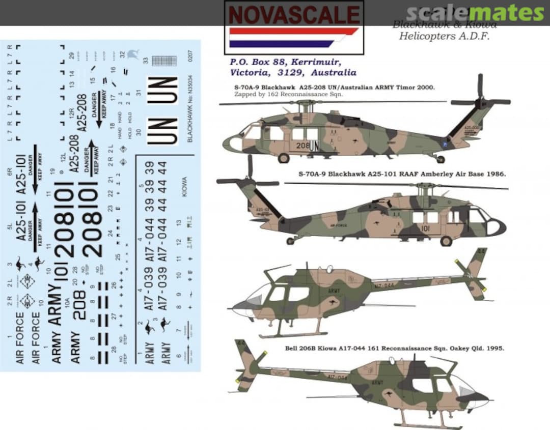 Boxart Blackhawk & Kiowa Helicopters - A.D.F. Decals N-35034 Novascale