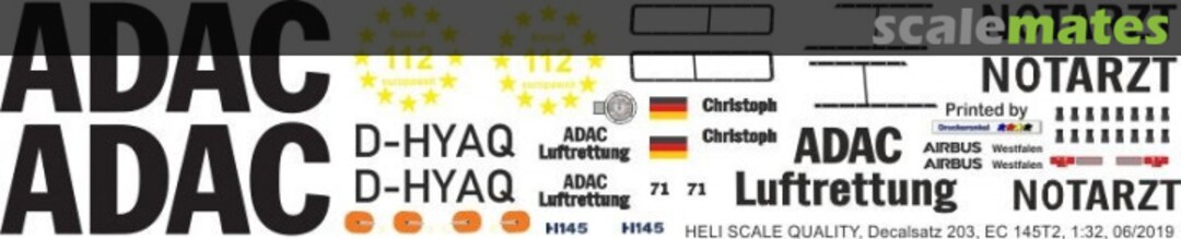 Boxart H145 / EC 145T2 - ADAC - D-HYAQ Decal 203 Heli Scale Quality