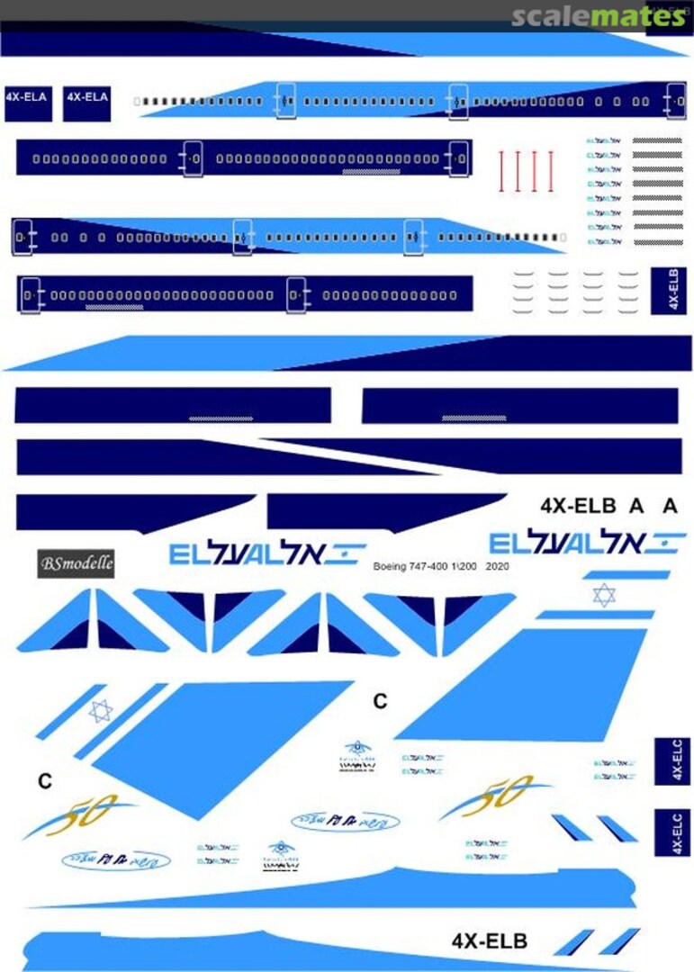 Boxart Boeing 747 ELAL decals BSM200555 BSmodelle