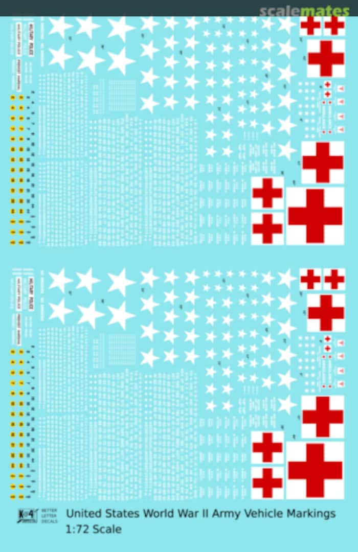 Boxart United States World War II Army Vehicle Markings K4-WWII-72-89 K4 Decals