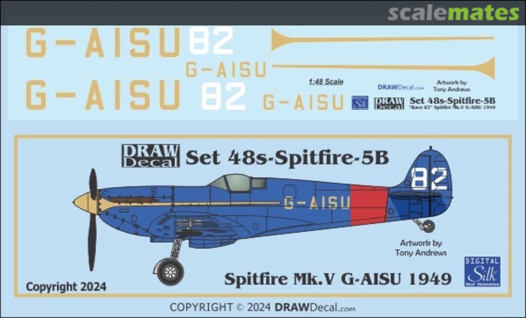 Boxart Spitfire Mk.V G-AISU 1949 48-Spitfire-5B Draw Decal