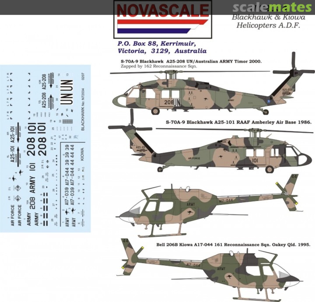 Boxart Blackhawk & Kiowa Helicopters - A.D.F. Decals N-472034 Novascale