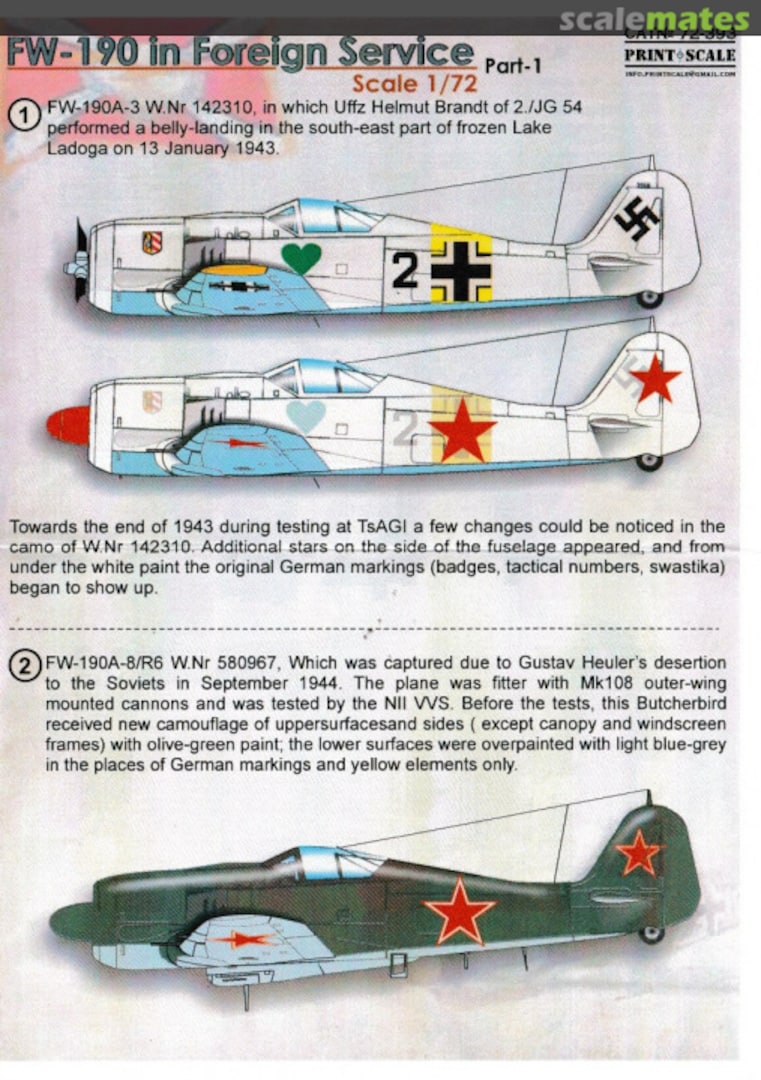 Boxart FW-190 72-393 Print Scale