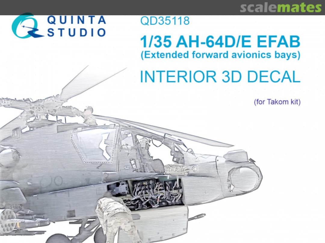 Boxart AH-64D/E EFAB interior 3D decals (Extended forward avionics bays) QD35118 Quinta Studio