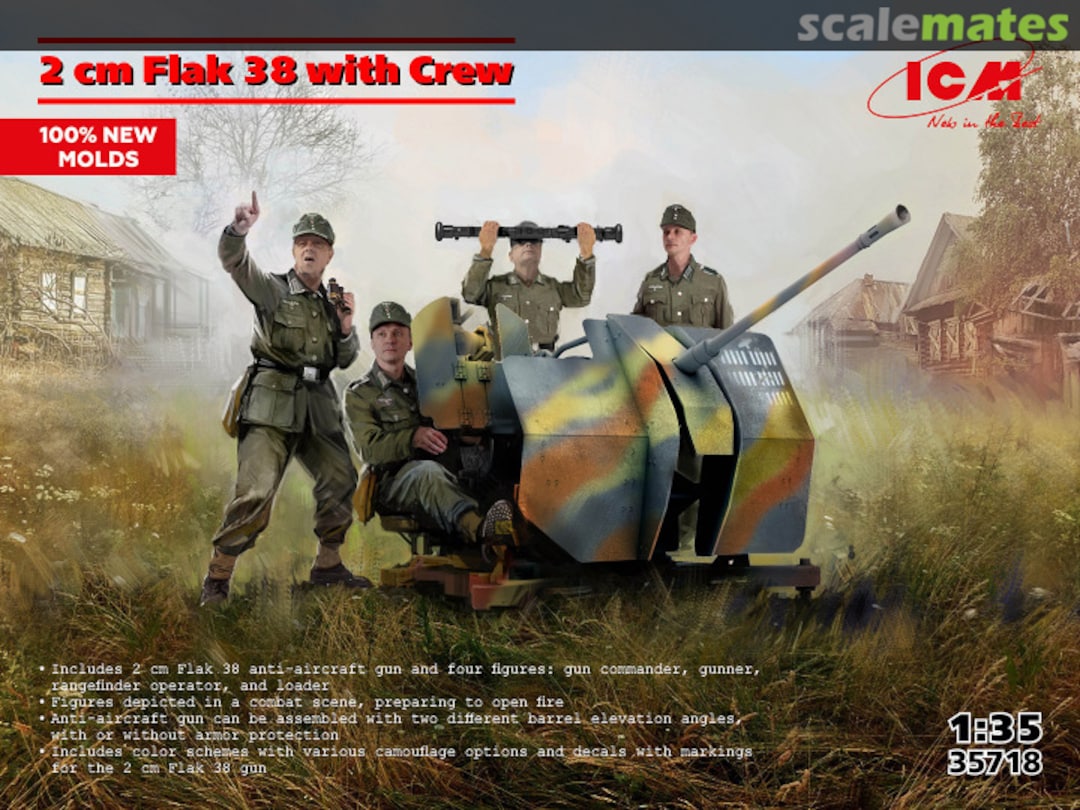 Boxart 2cm Flak 38 with Crew 35718 ICM