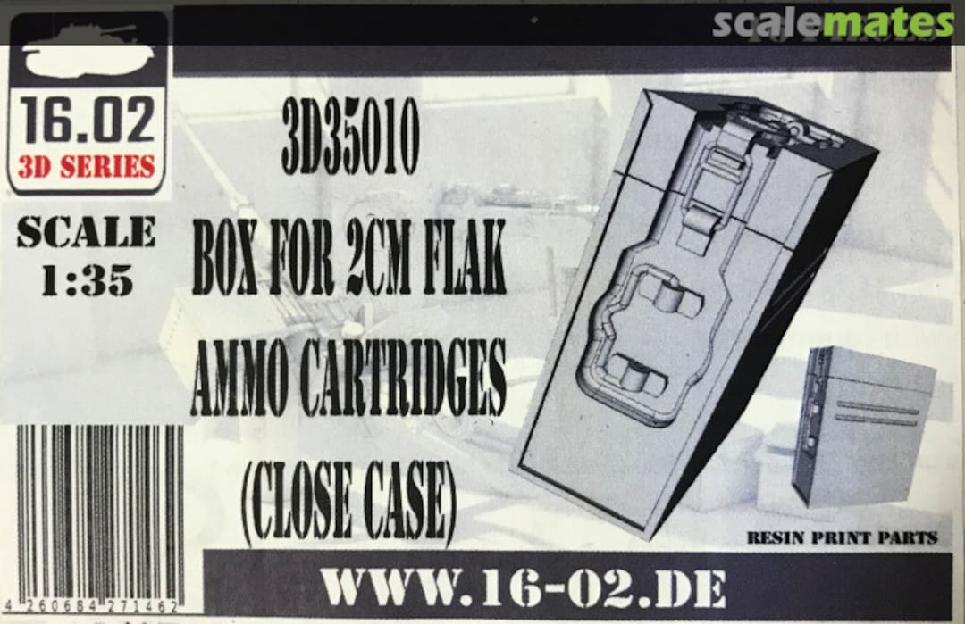 Boxart FlaK 38 2cm Ammo Box w/ Cartridges (closed case) 3D35010 16.02