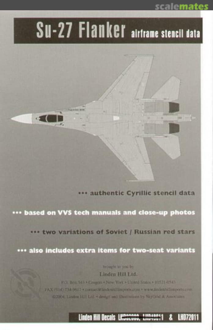 Boxart Su-27 Flanker LHD72011 Linden Hill Decals