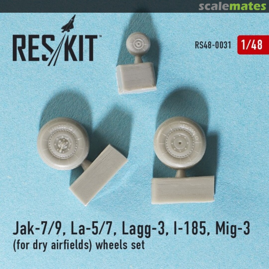 Boxart Jak-7/9, La-5/7, Lagg-3, I-185, Mig-3 airfields wheels set RS48-0031 ResKit