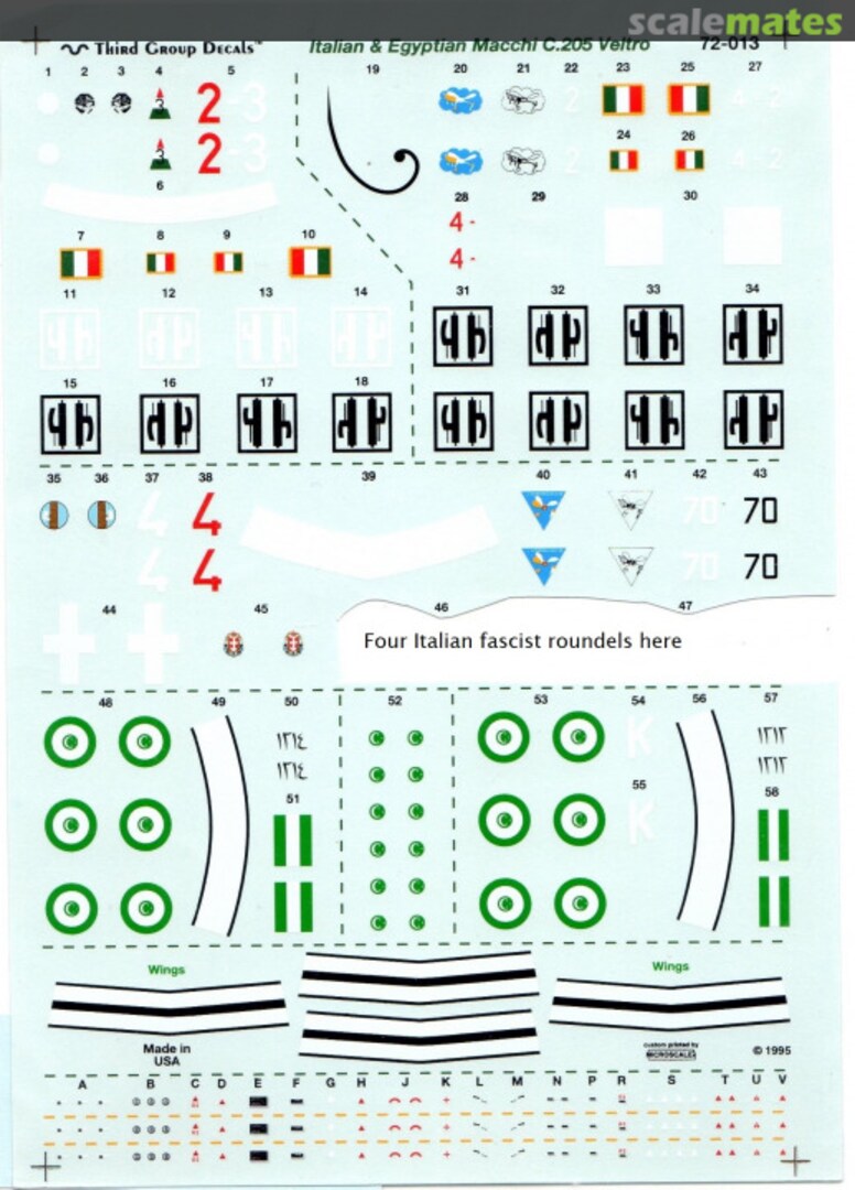 Boxart Italian & Egyptian Macchi C.205 Veltro 72-013 Third Group Decals