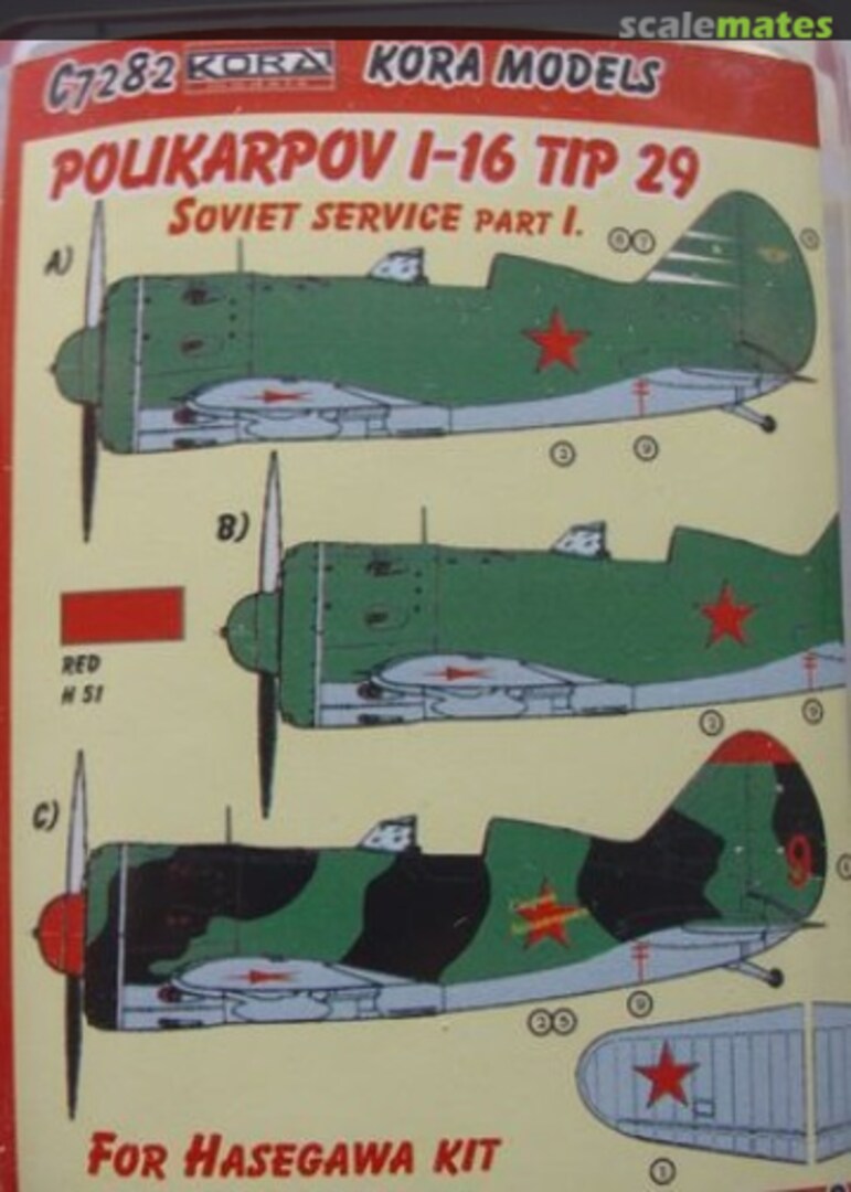 Boxart Polikarpov I-16 Tip 29 c7282 Kora Models