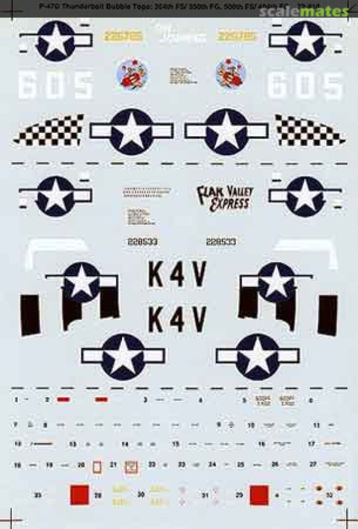 Boxart Republic P-47D Thunderbolt Bubble Tops: 364th FS/350th FG, 72-810 Microscale