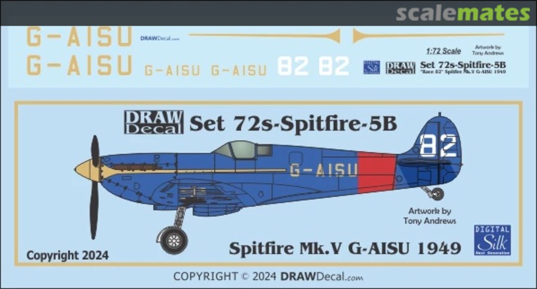 Boxart Spitfire Mk. V G-AISU 1949 72-Spitfire-5B Draw Decal