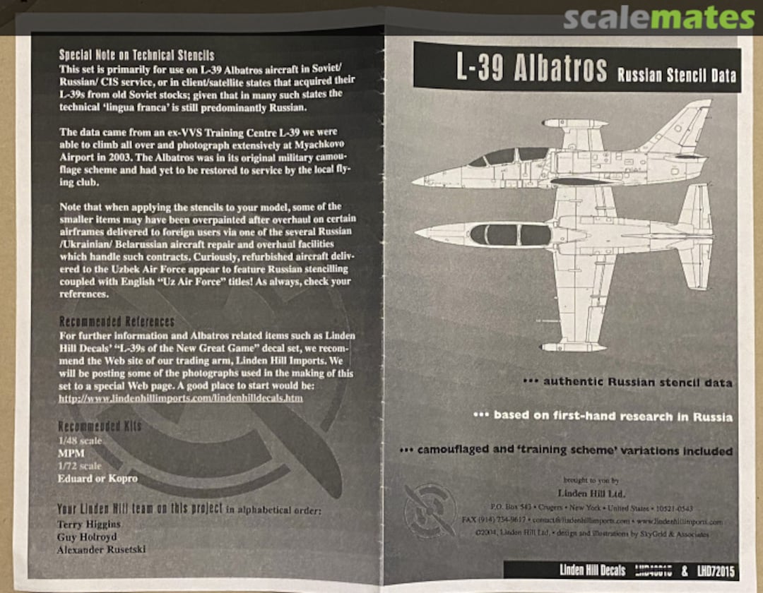 Boxart L-39 Albatros LHD72015 Linden Hill Decals