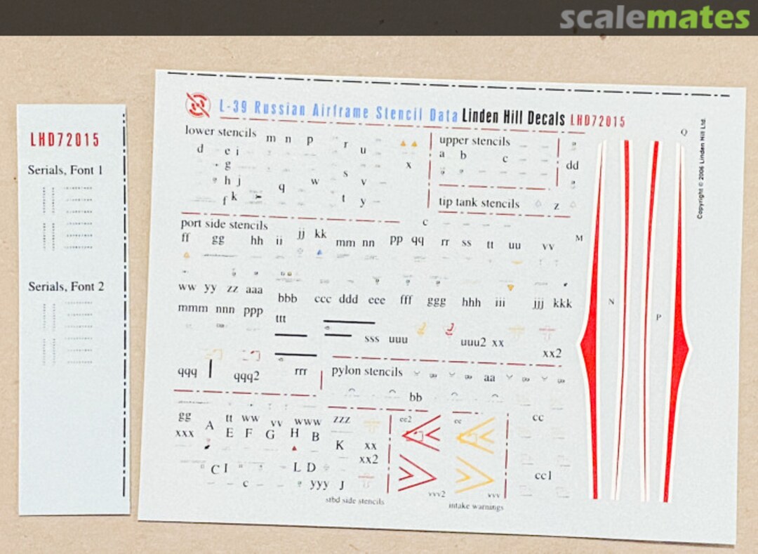 Contents L-39 Albatros LHD72015 Linden Hill Decals