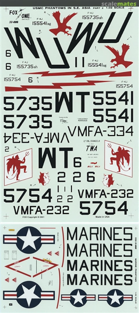 Boxart USMC Phantoms in S.E. Asia, Part 2 32-006 Fox One Decals