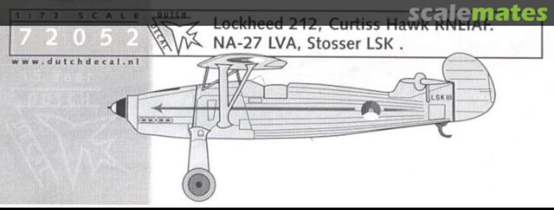 Boxart Lockheed 212, Curtiss Hawk RNEIAF. NA-27 LVA, Stosser LSK . 72052 Dutch Decal