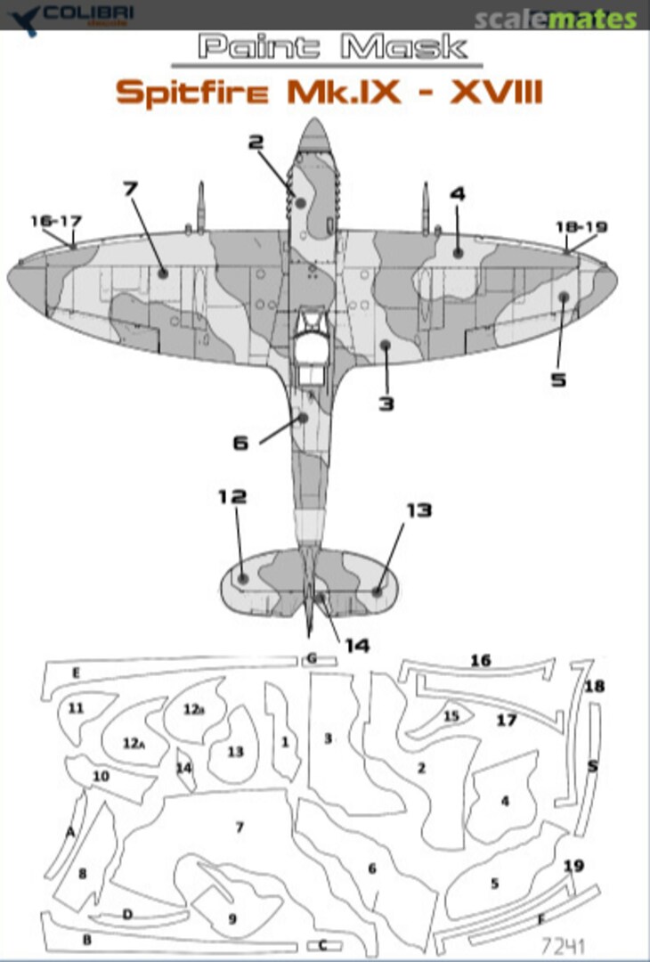 Boxart Spitfire Mk.IX - XVIII - camouflage M72041 Colibri Decals