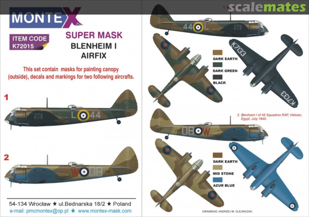 Boxart BLENHEIM I (UK) AIRFIX K72015 Montex