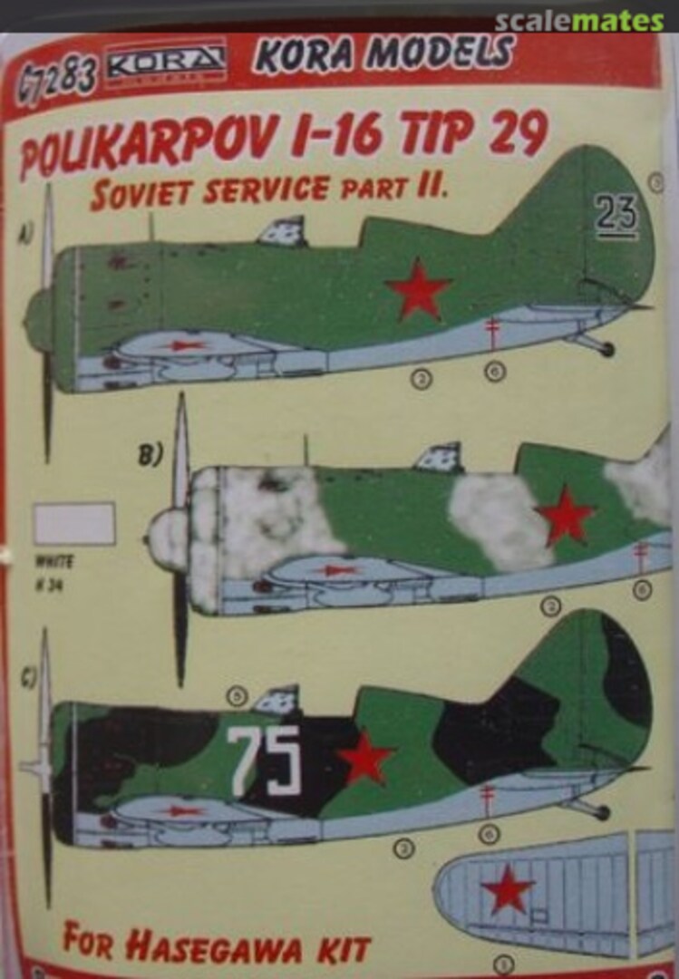 Boxart Polikarpov I-16 Tip 29 C7283 Kora Models