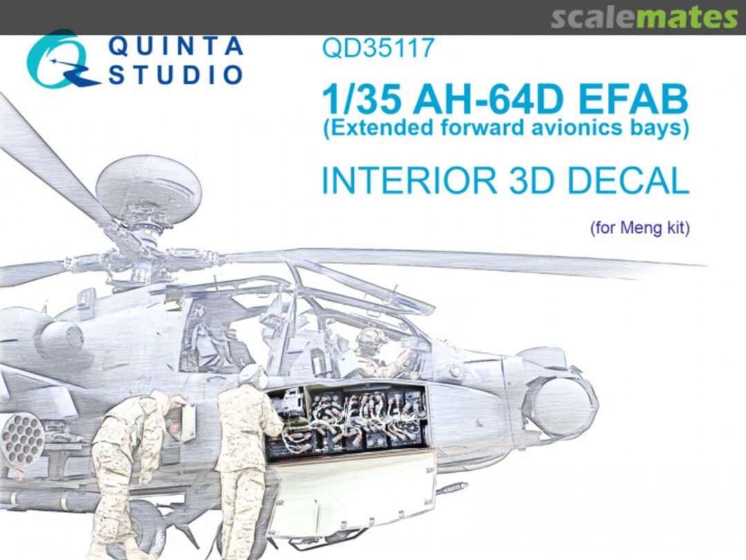 Boxart AH-64D EFAB interior 3D decals (Extended forward avionics bays) QD35117 Quinta Studio