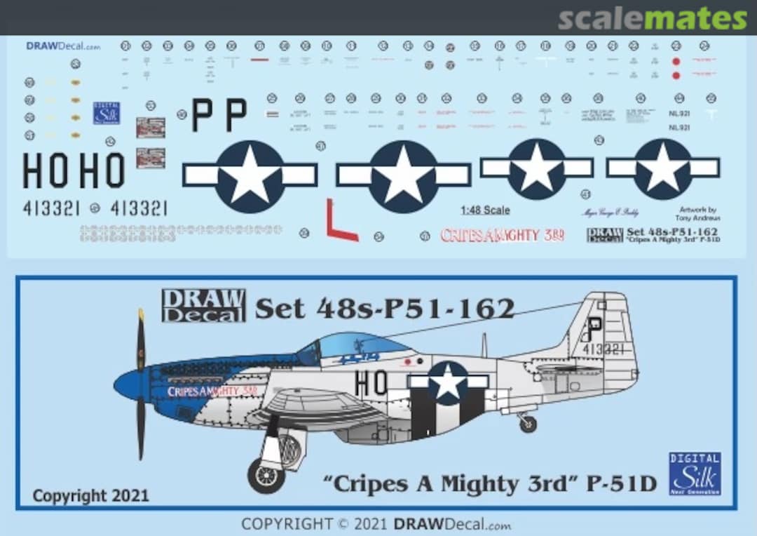 Boxart “Cripes A Mighty 3rd” P-51D 48-P51-162 Draw Decal