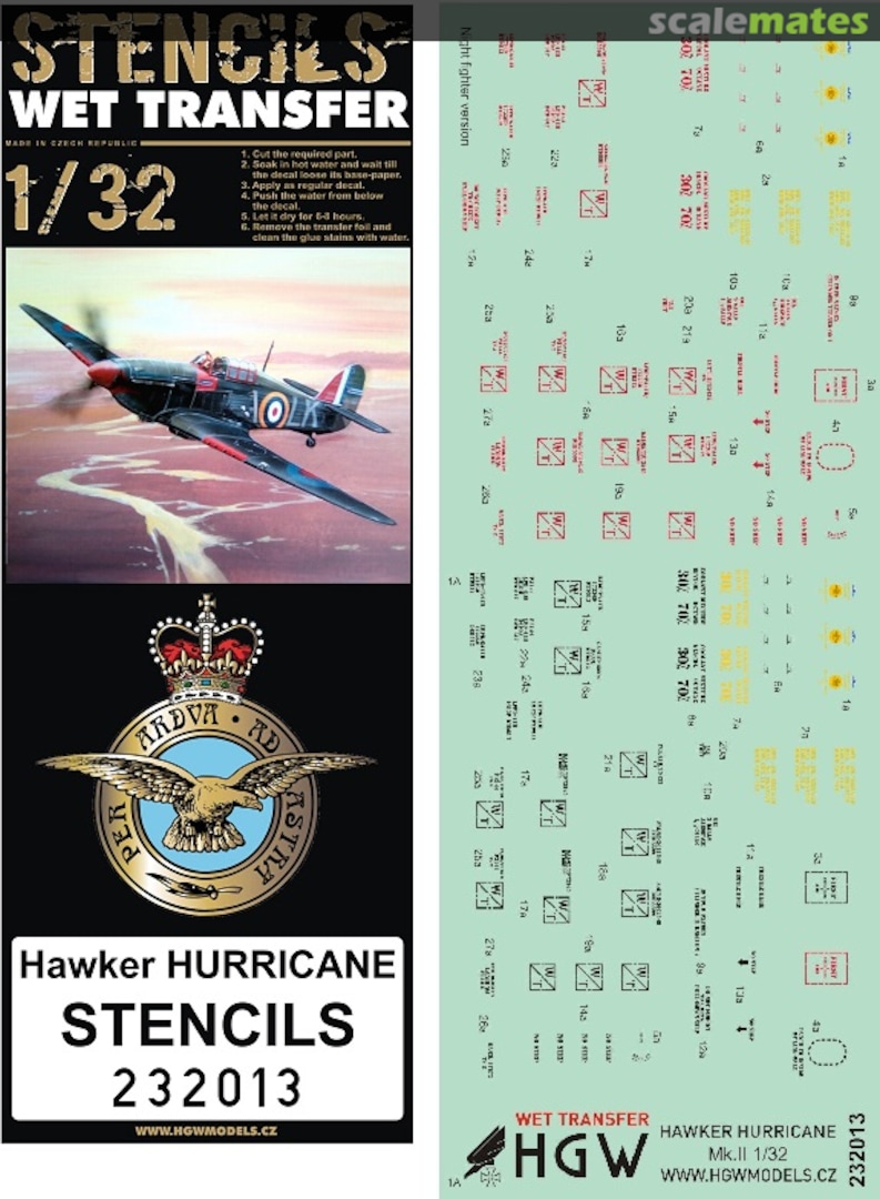 Boxart Hawker Hurricane STENCILS 232013 HGW Models