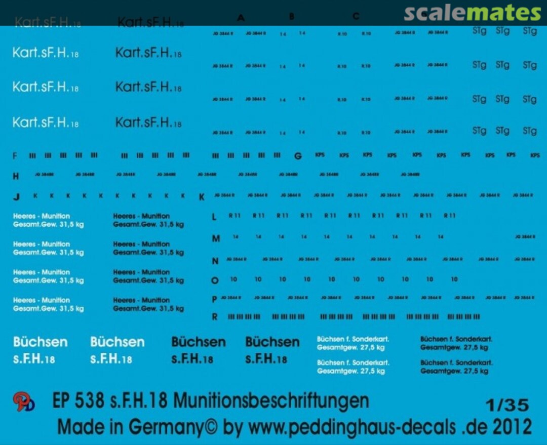 Boxart s.F.H. 18 Munitionsbeschriftungen EP 538 Peddinghaus-Decals