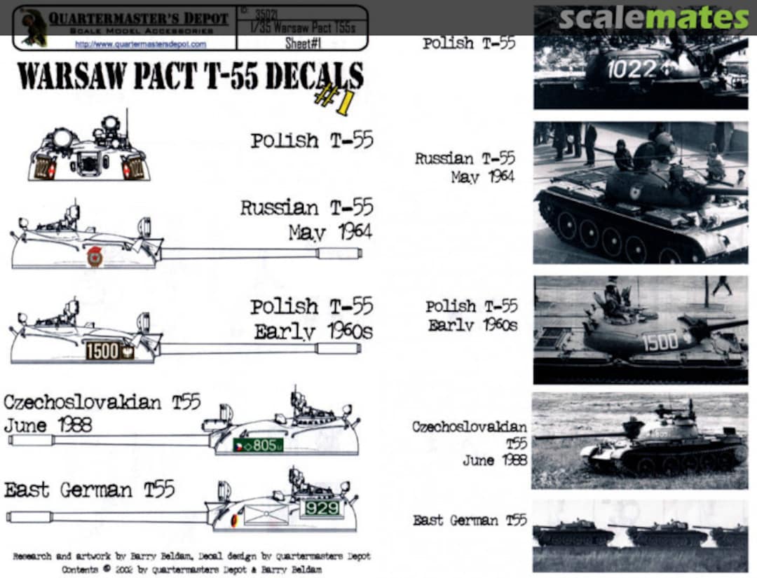 Boxart Warsaw Pact T-55 Decals #1 35021 Quartermaster's Depot