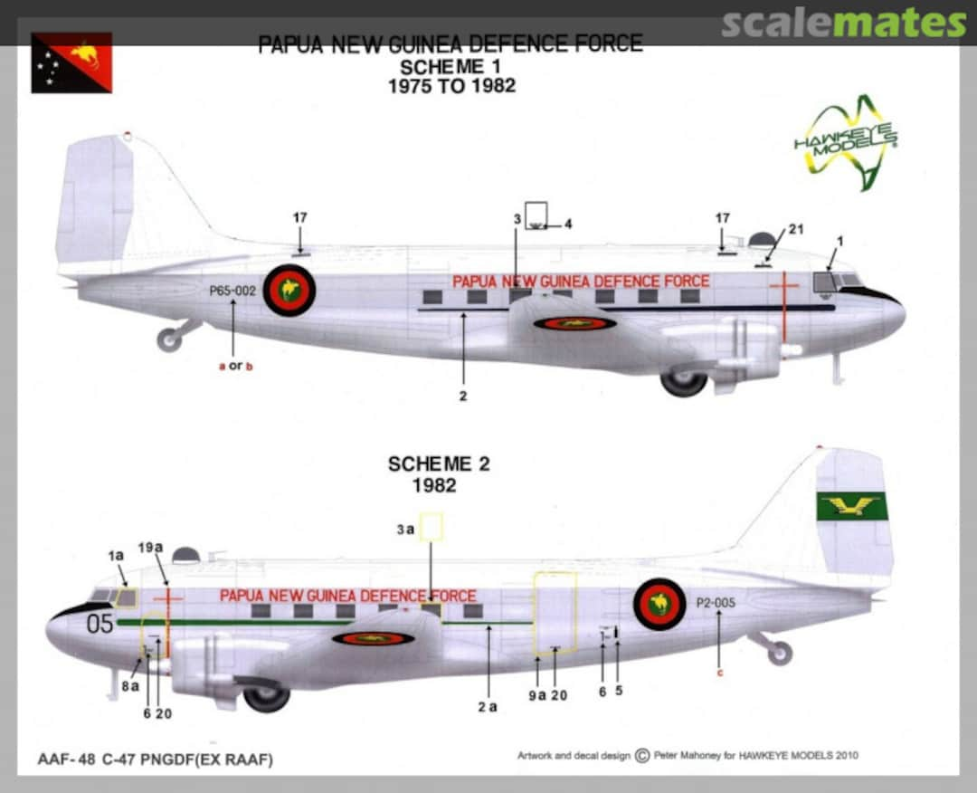 Boxart PNGDF Douglas C-47 Dakota, Papua New Guinea Defence Force, 1975 - 1982 AAF-048 Hawkeye Models