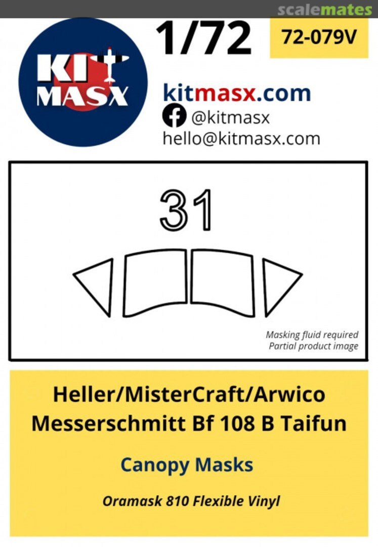 Boxart Messerschmitt Bf 108 B Taifun Canopy Masks 72-079V Kit Masx