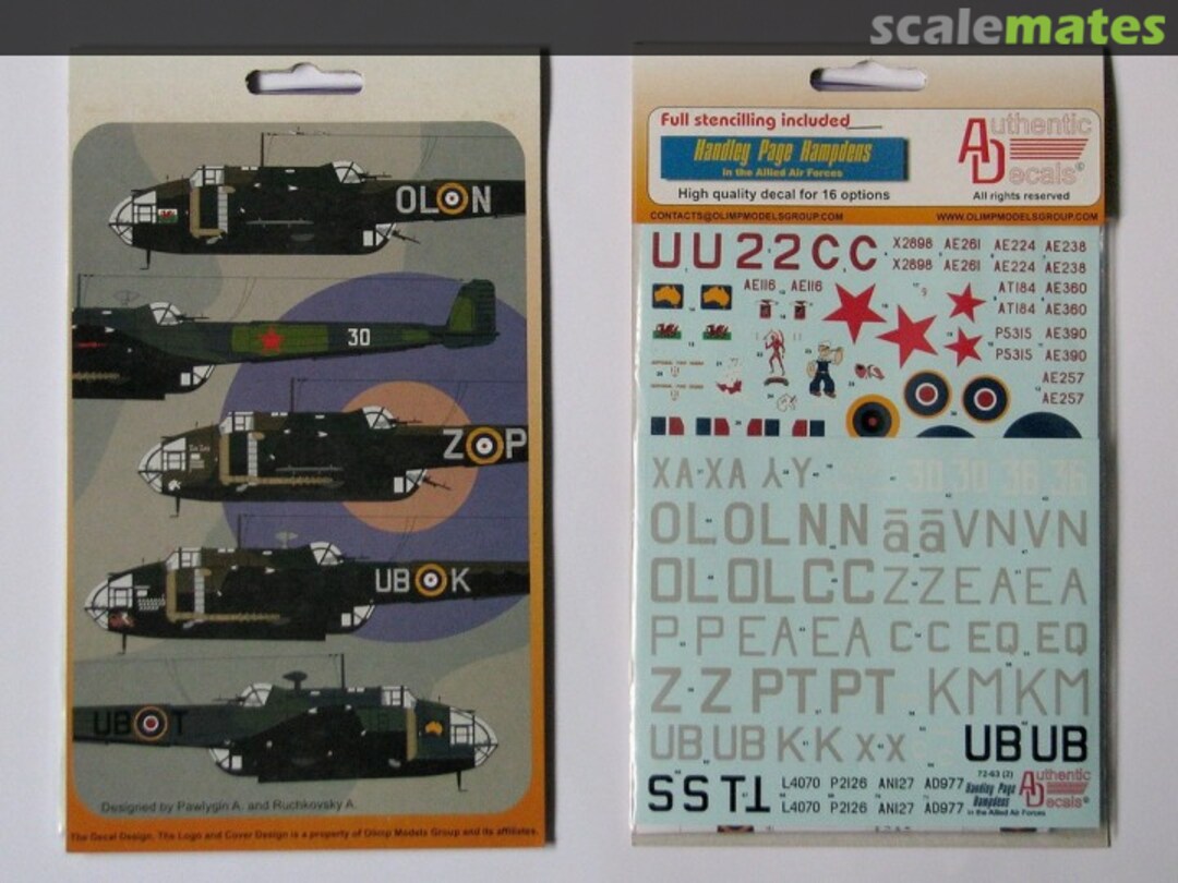 Boxart Handley Page Hampdens 72-63 Authentic Decals