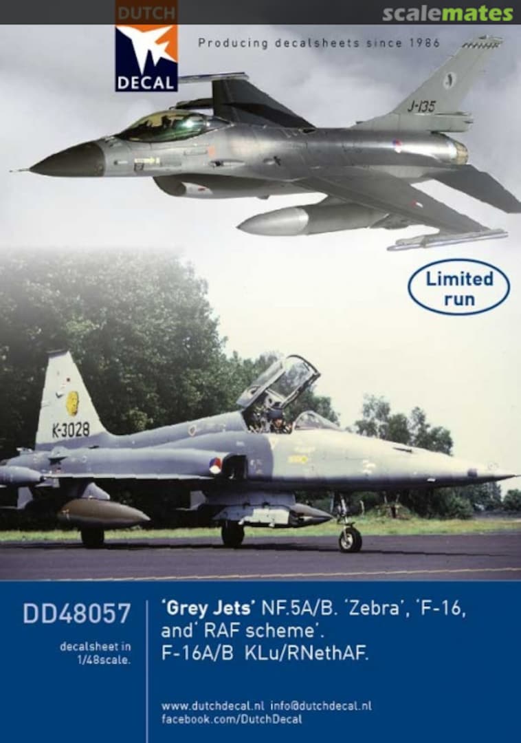 Boxart 'Grey Jets' NF-5A/B 'Zebra', F-16 and RAF Scheme, F-16A/B DD48057 Dutch Decal