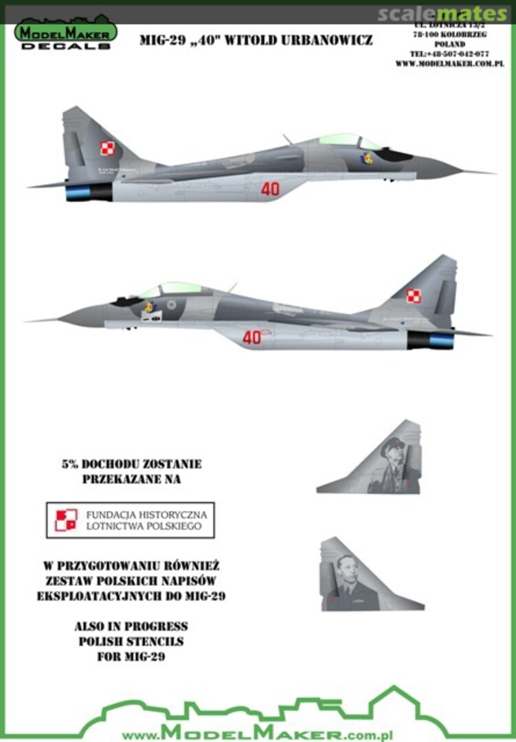 Boxart MiG-29 "40" Witold Urbanowicz D72056 ModelMaker