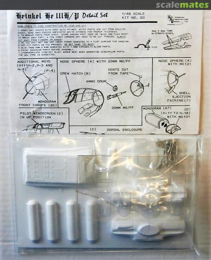 Boxart Heinkel He 111H/P detail set 20 Koster Aero Enterprises