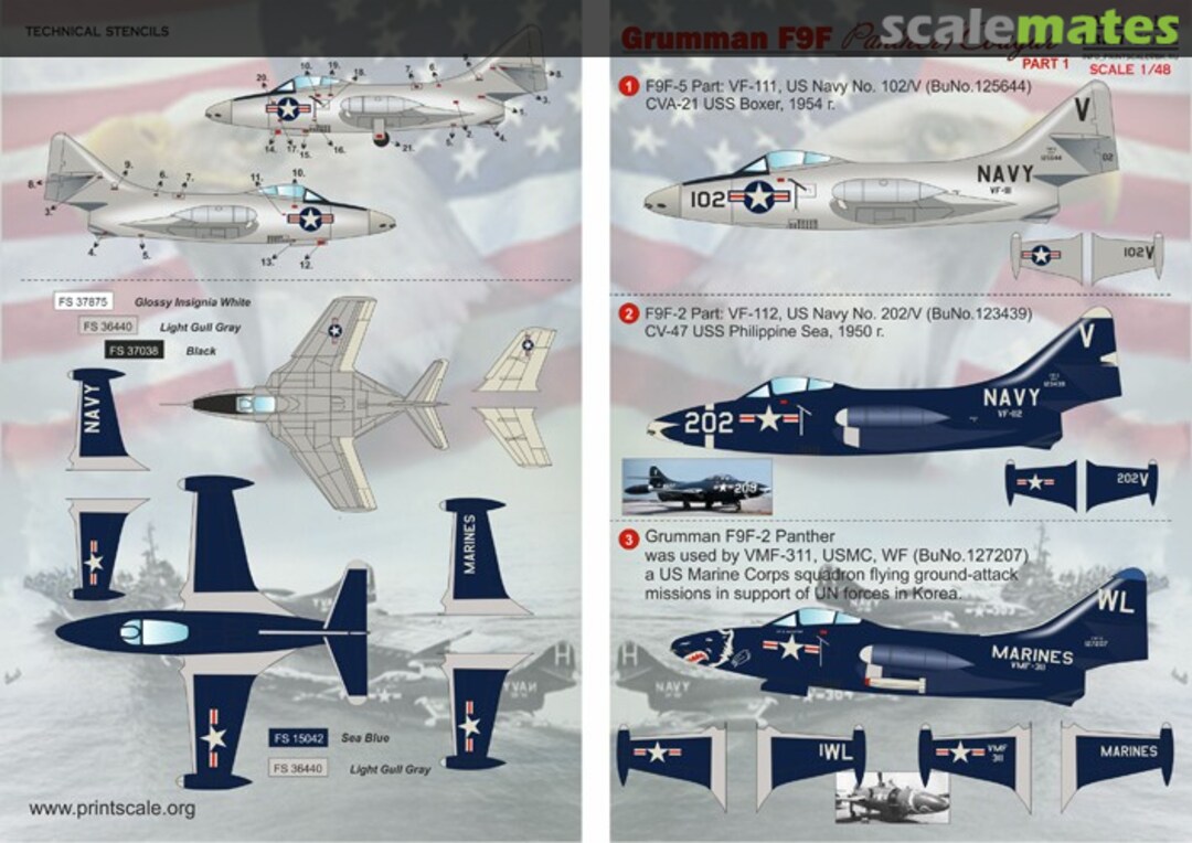 Boxart Grumman F9F Panther/Cougar 48-108 Print Scale