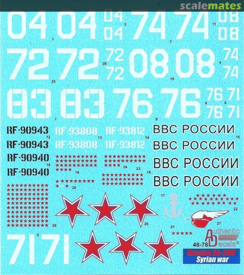 Boxart Russian Su-24M 48-78 Authentic Decals