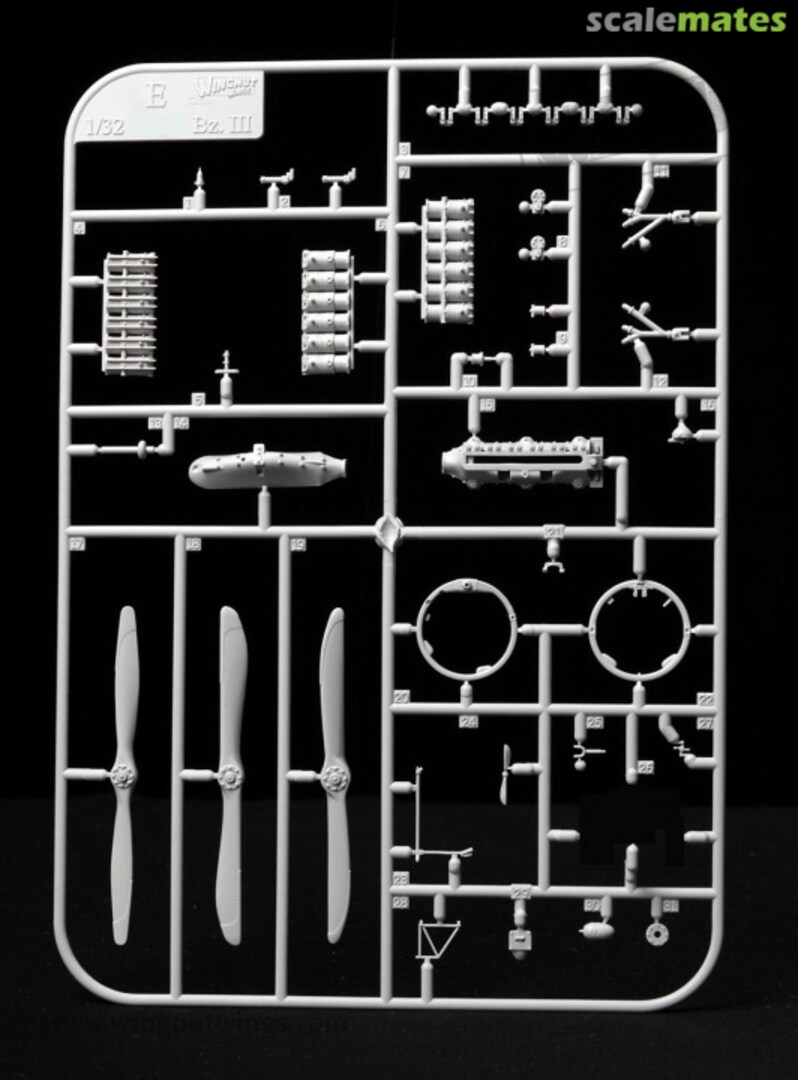 Boxart 150hp Bz.III engine & accessory sprue 132E0009 Wingnut Wings