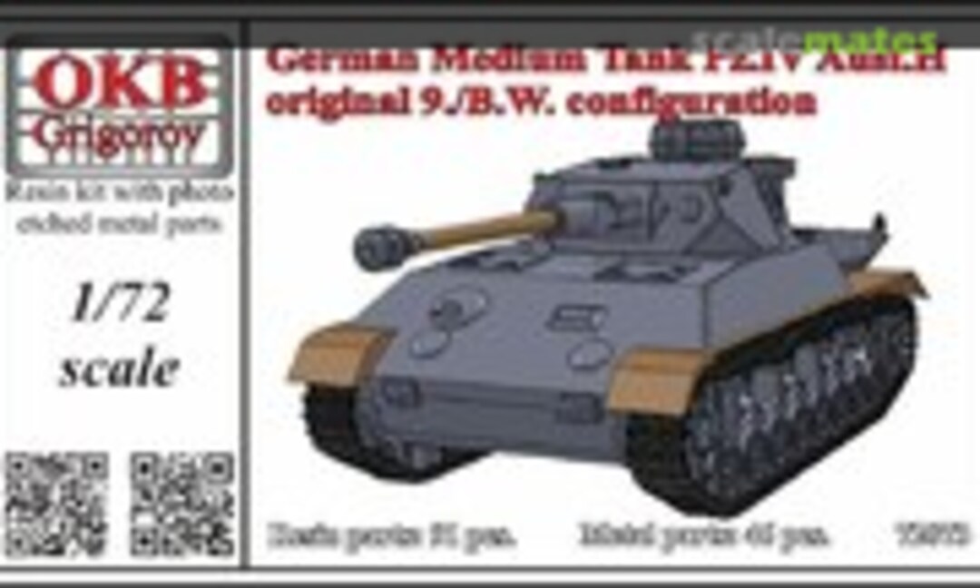 1:72 German Medium Tank Pz.IV Ausf.H, original 9./B.W. configuration (OKB Grigorov 72073)