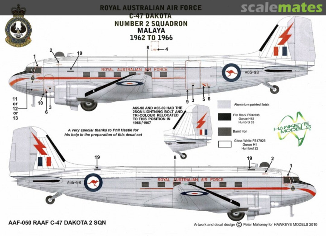 Boxart RAAF Douglas C-47 Dakota AAF-050 Hawkeye Models