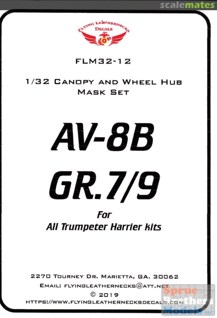 Boxart AV-8B Gr.7/9 Harrier Canopy & Wheel Hub Mask FLM32-12 Flying Leathernecks