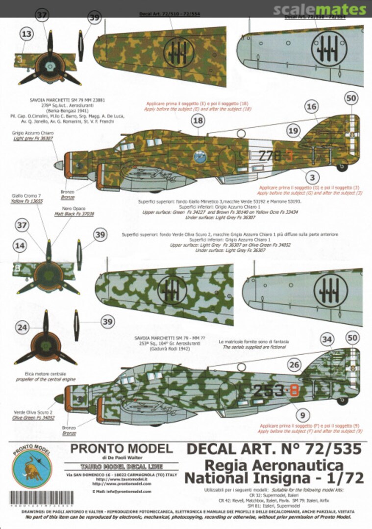 Boxart Regia Aeronautica National Insigna 72/535 Tauro Model