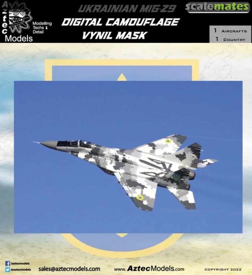 Boxart Vinyl Mask MiG-29 Ukraine Digital Camouflage M48-084-29D Aztec Models